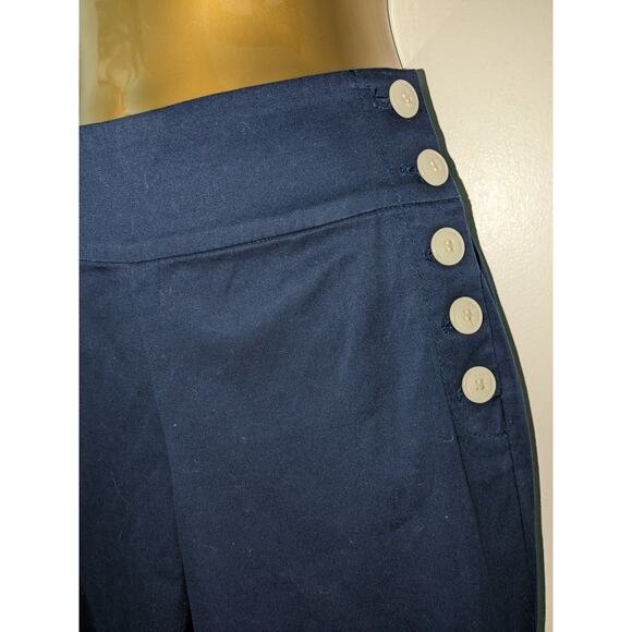 NWT Talbots Sz 2P Navy Wide Leg Sailor Pants, White Buttons - Picture 3 of 5
